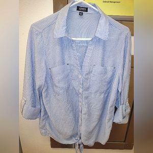 Summery, Casual, Blue and White Stripe Top